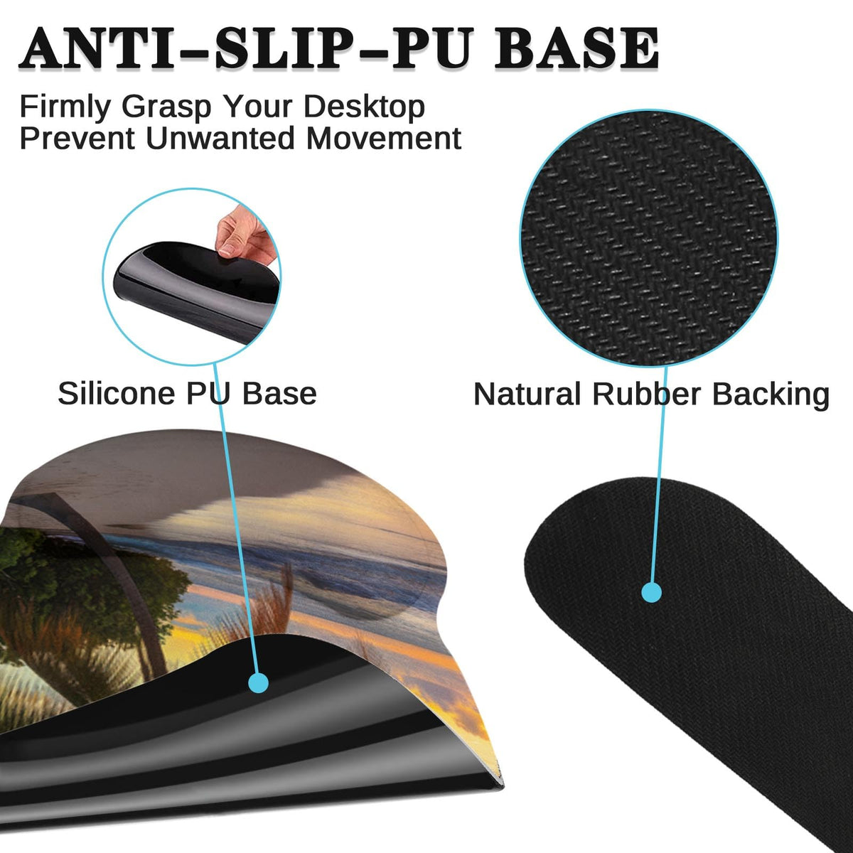 Arttown Keyboard Mouse Pad Set, 4 in 1 Desk Mat Set Beach Ocean
