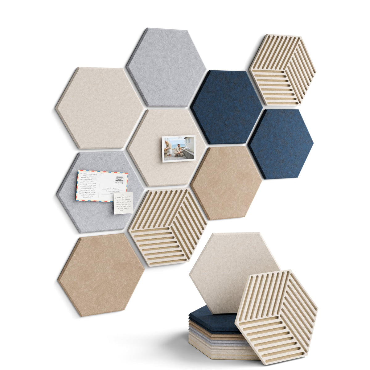 Fluxynara 10-Pack Hexagon Cork Board Alternative, Nordic Slate