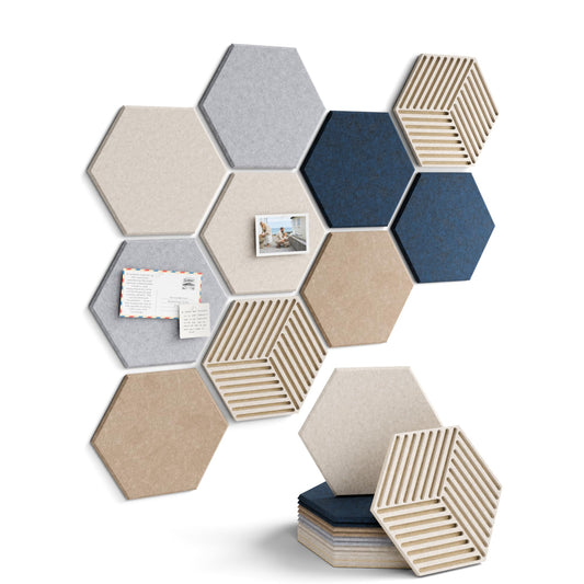 Fluxynara 10-Pack Hexagon Cork Board Alternative, Nordic Slate