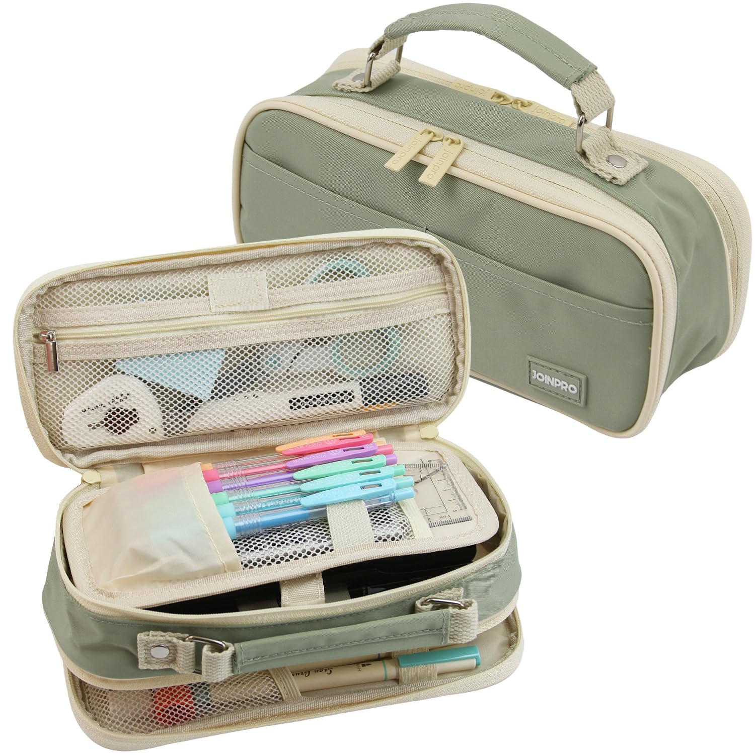 JOINPRO Pencil Case, Large Capacity Pencil Case Organizer; Double Zipper Storage Bag; Big Pencil