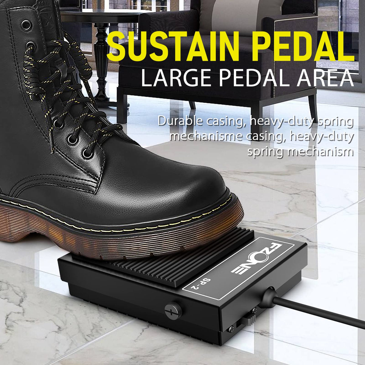 FZONE Compact Sustain Pedal for Keyboards Digital Pianos Synthesizers,Tone Modules,Drum Machines