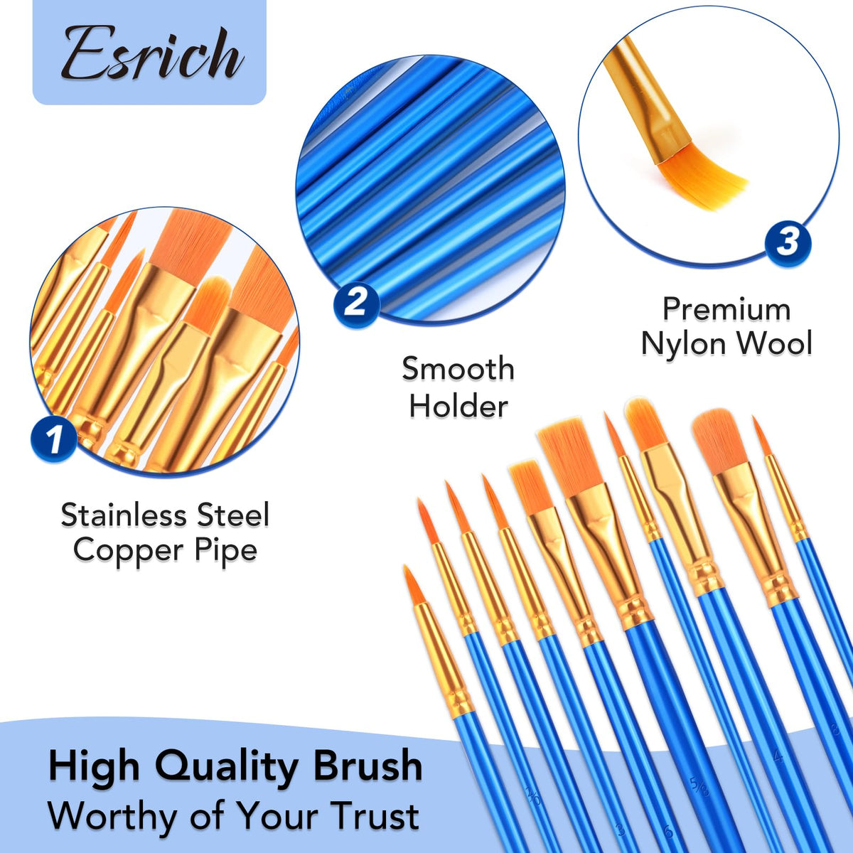 ESRICH 240PCS Paint Brushes, Paint Brush for Acrylic Painting