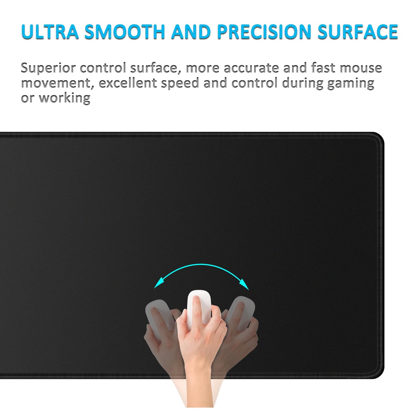 LL-COEUR XXL Black Mouse Pad Gaming Keyboard Mat Laptop Office Desk Mat (51.1" x 19.6" x 0.12")