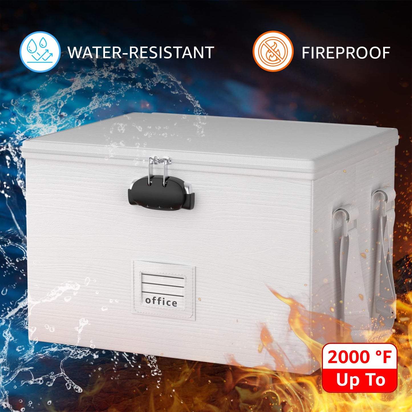 ROSONG Fireproof Document Box File Organizer - Waterproof Locking Filing Portable Storage Box with