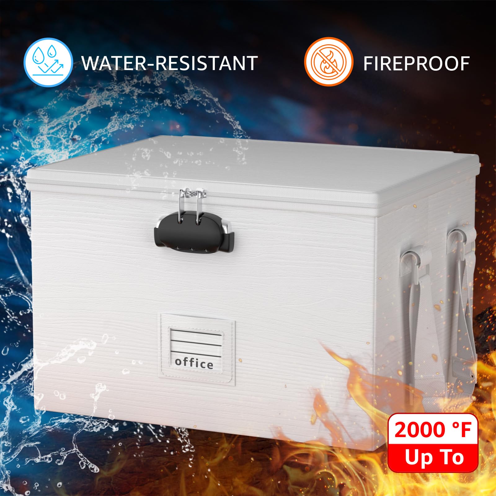 ROSONG Fireproof Document Box File Organizer - Waterproof Locking Filing Portable Storage Box with