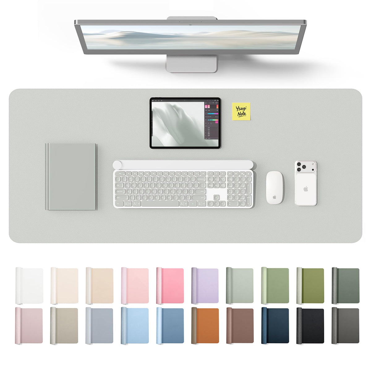 YSAGi Leather Desk Protector, Office Mat, Large Mouse Mat, Non-Slip PU Leather Blotter, Laptop Desk