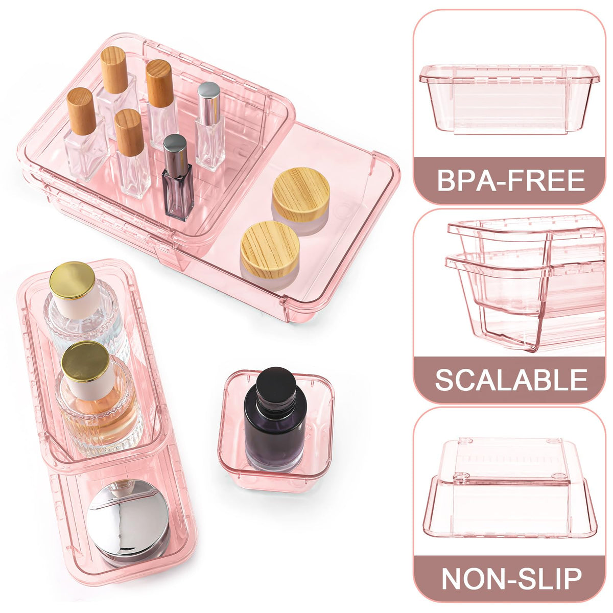 25 Pcs Clear Drawer Organizer, Adjustable Drawer Storage Box, 3-Size Desk Drawer Organizer, Acrylic