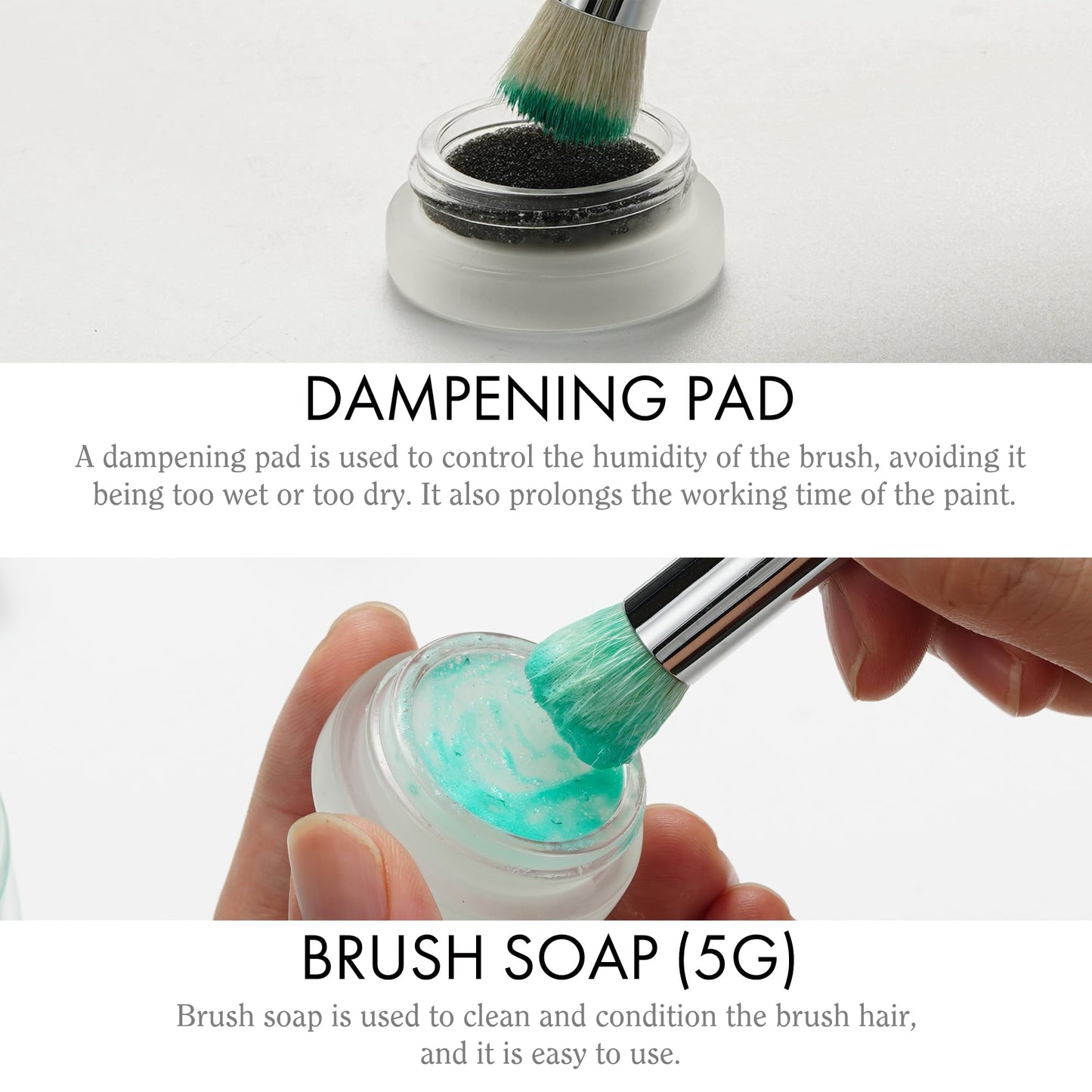 ARTIFY Drybrush Set with Dampening Pad and Brush Soap: 5 Sizes Professional-Grade Dry Brush for
