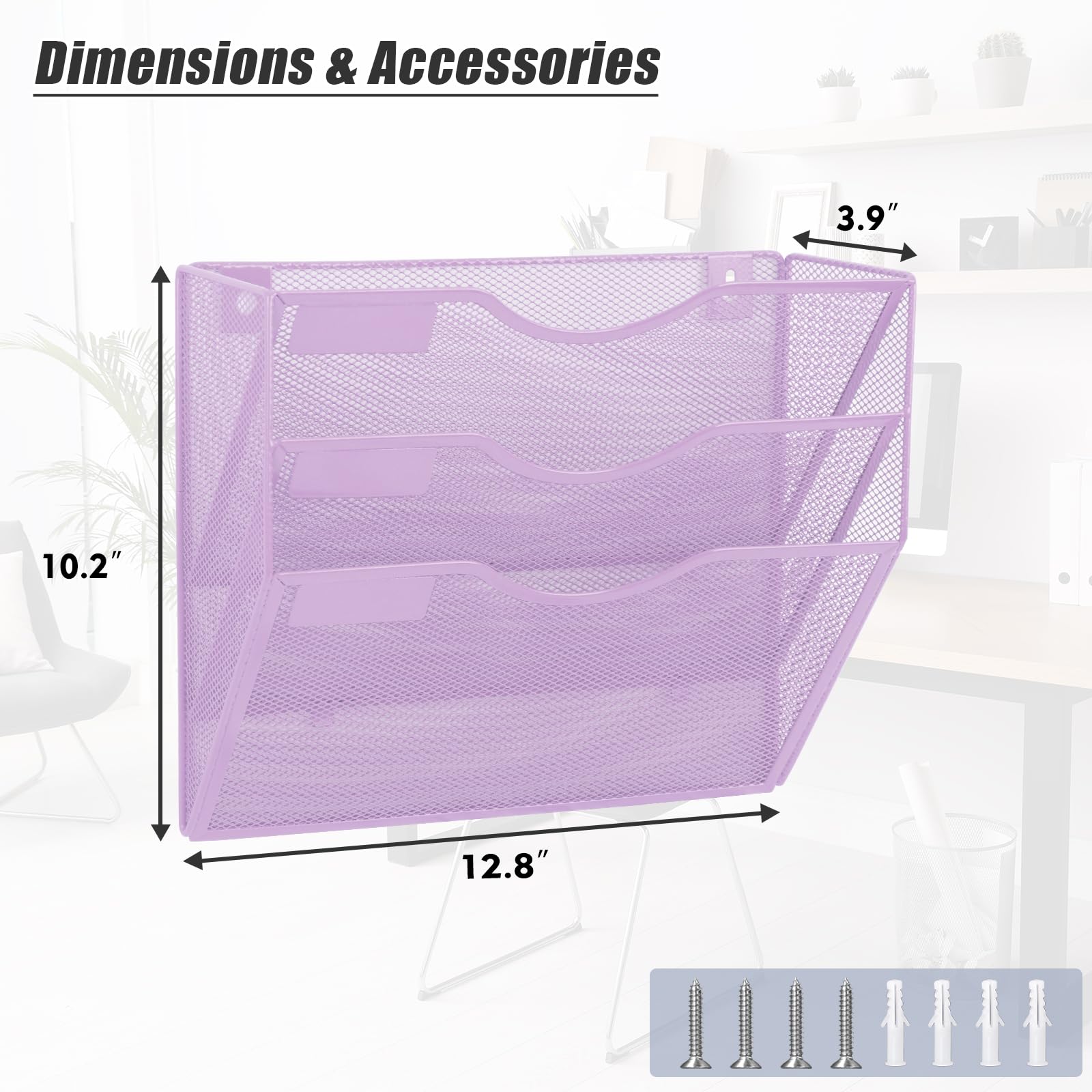 EASEPRES 3 Pocket Mesh Hanging Wall File Organizer, Wall Mounted Mail Paper Document Folder Holder