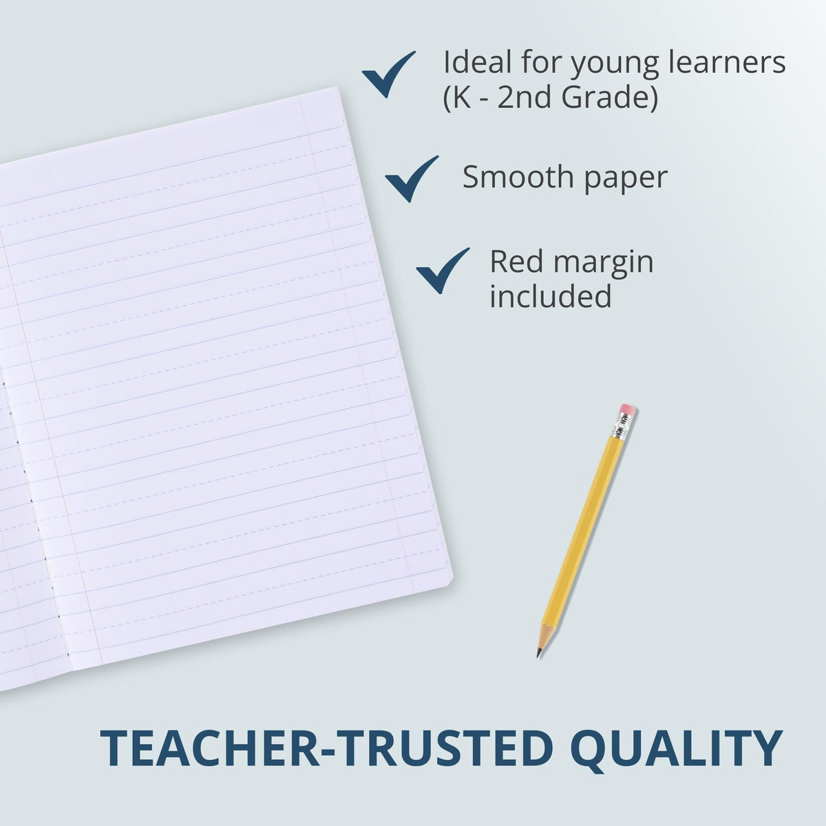 Roaring Spring Composition Notebooks, 5-Pack, Grade 2 Ruled, 50 Sheets 15# White Paper