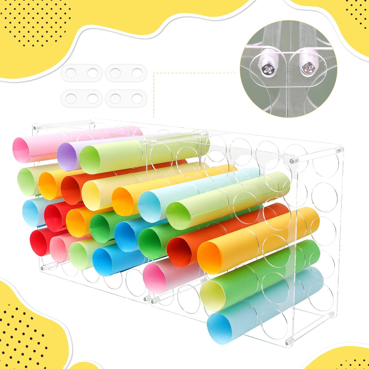 volepet Vinyl Storage Rack 50-Holes Acrylic Vinyl Roll Holder Craft Storage Organizer for Craft Room
