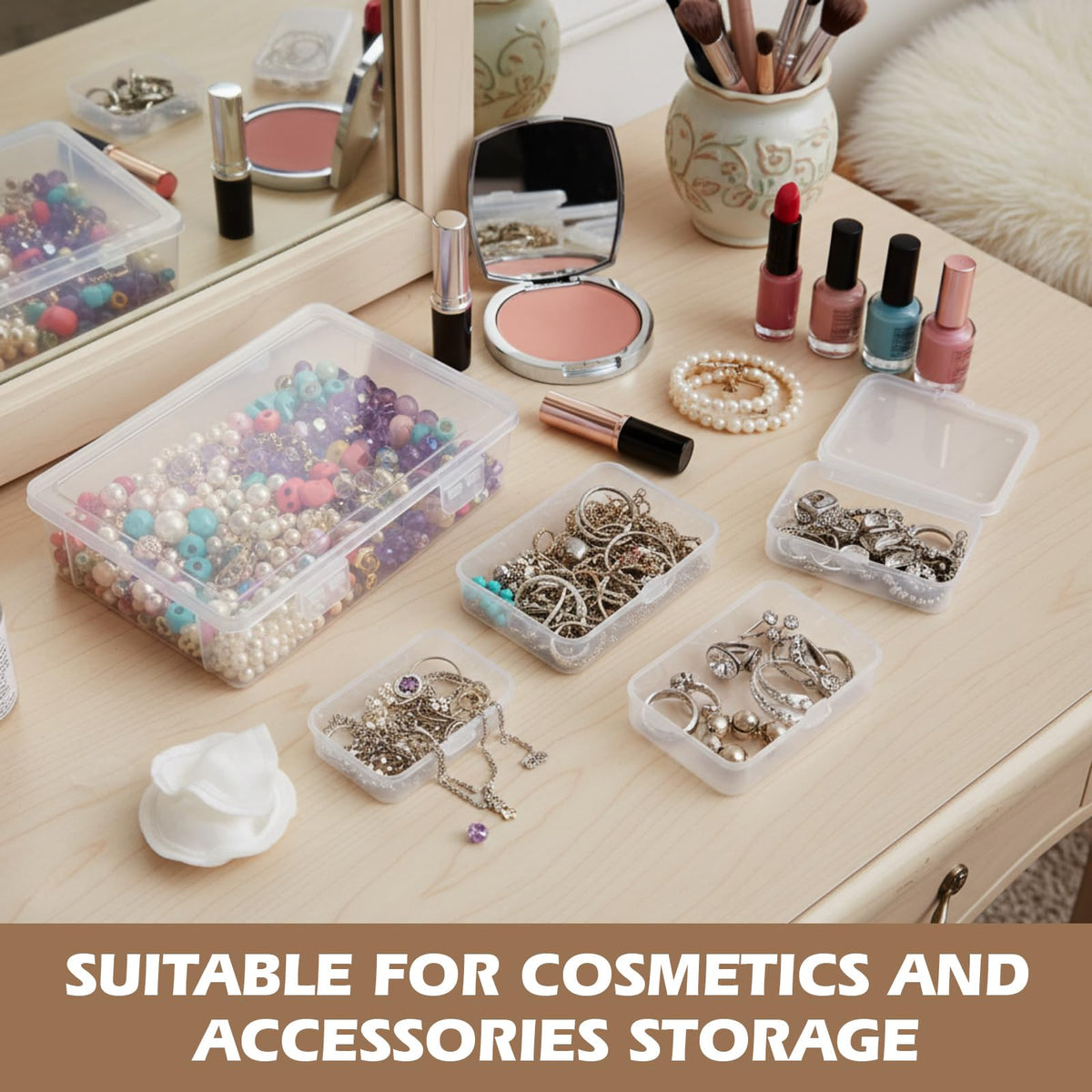 SATINIOR 24 Pcs Small Clear Plastic Container Box, Multiple Sizes