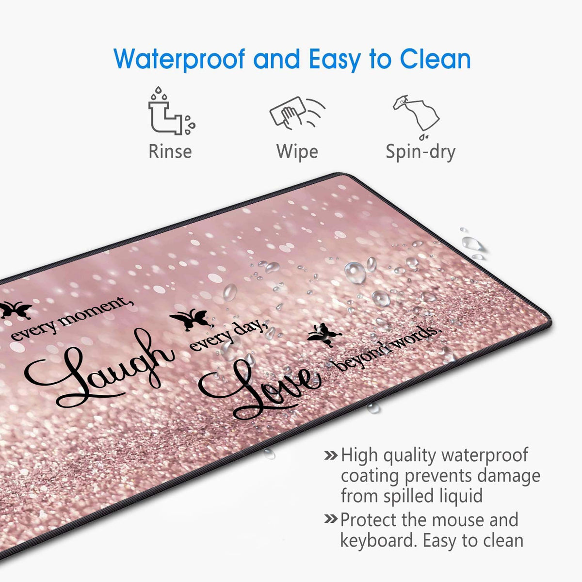 Luasao Desk Pad Mat Gaming Mouse Pads with Coasters,31.5 inch x 11.8 inch Large Non-Slip Rubber
