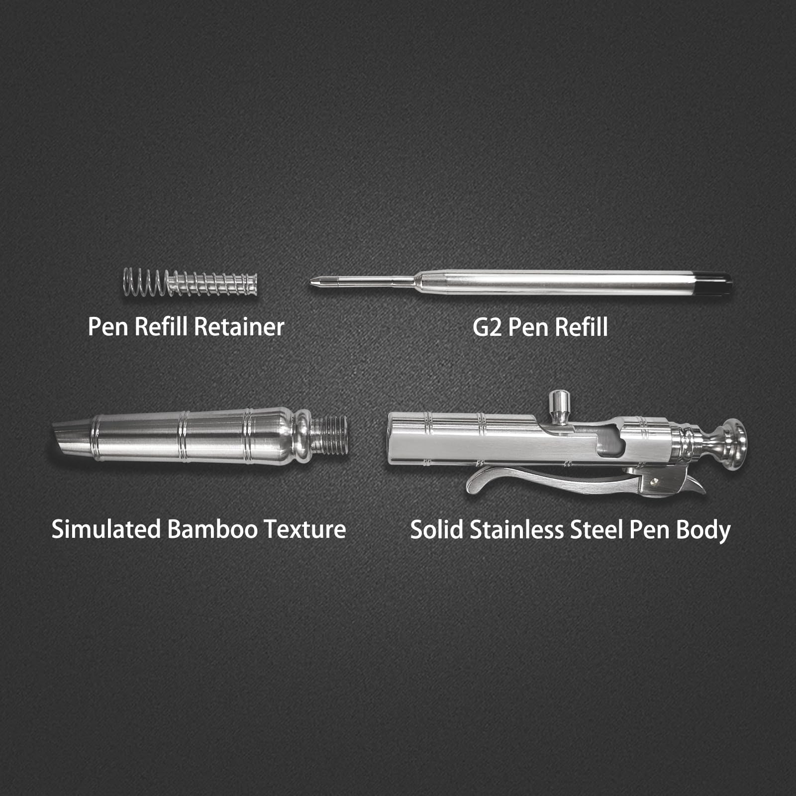 Dr. Metalleung Heavy Duty Stainless Steel Bolt Action Pen - Tactical EDC Retractable Ballpoint Pen