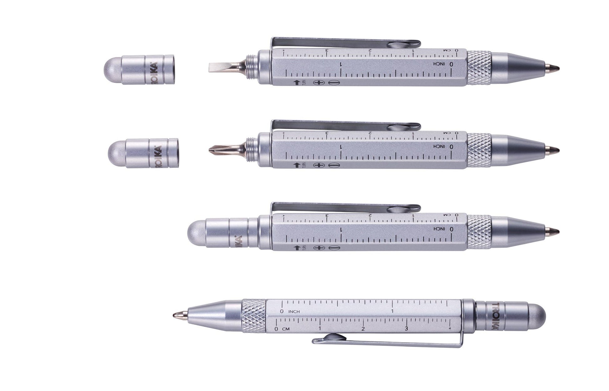 Troika Multitasking Ballpoint Pen (Small), Centimeter/Inch Ruler, Slotted/Phillips Screwdriver
