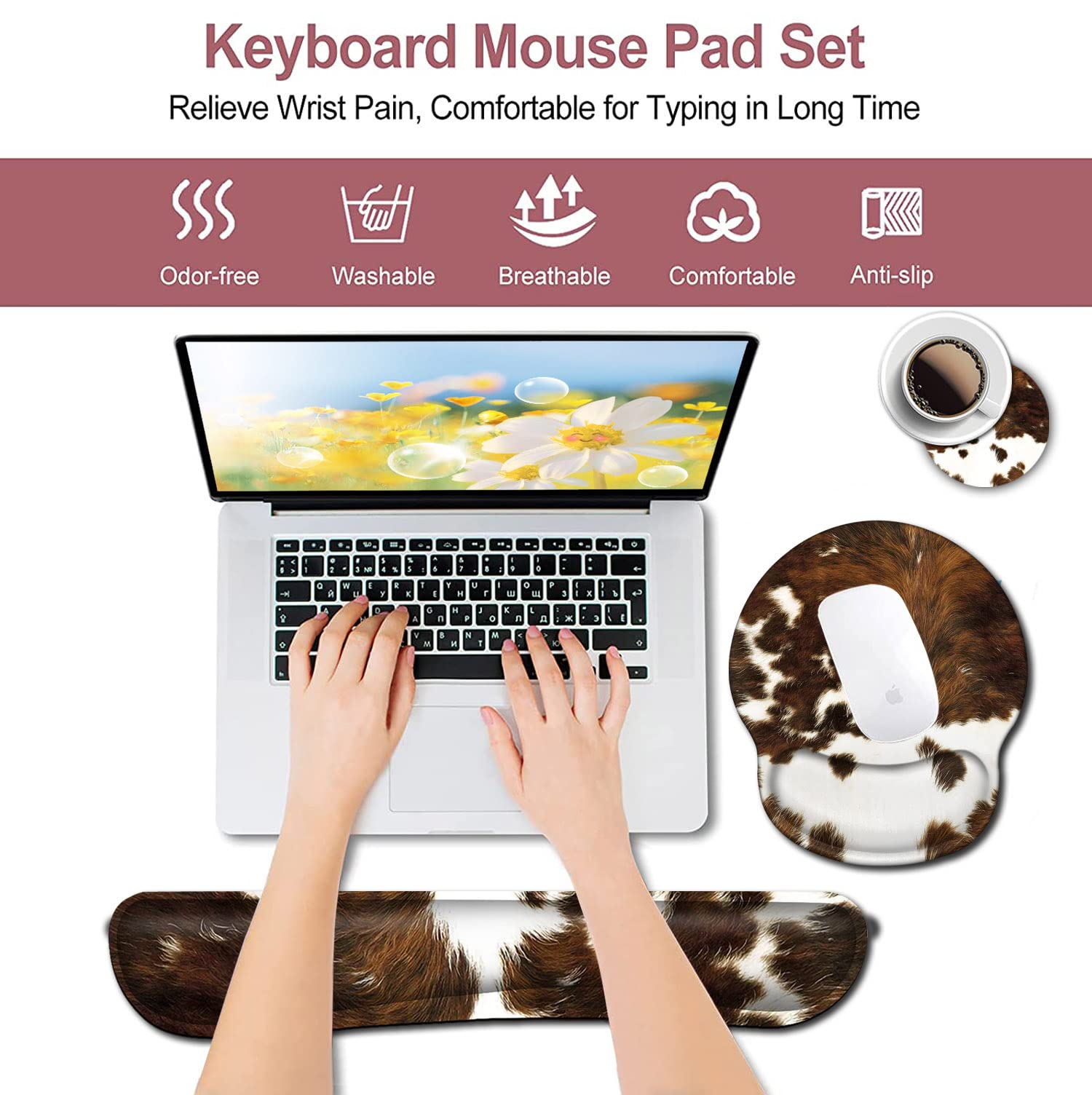 Keyboard Wrist Rest and Mouse Pad with Wrist Support Ergonomic Desk Pad, Memory Foam Keyboard Wrist