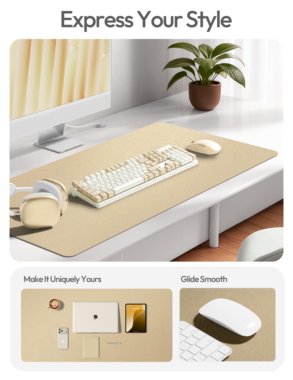 YSAGi Leather Desk Pad Protector, Office Desk Mat, Large Mouse Pad, Non-Slip PU Leather Desk