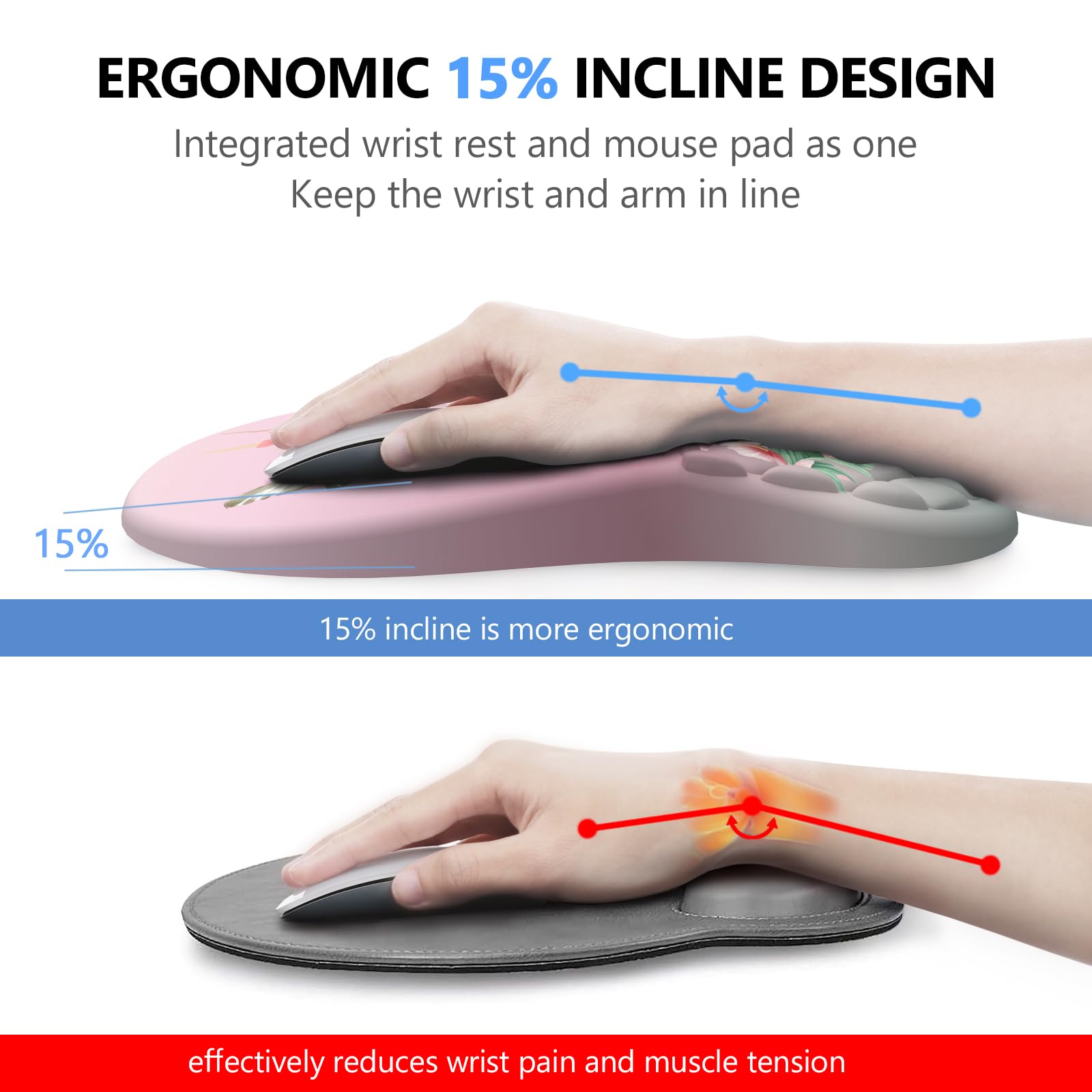 Laokiiy Mouse Pad with Wrist Rest & Keyboard Wrist Rest, Memory Foam