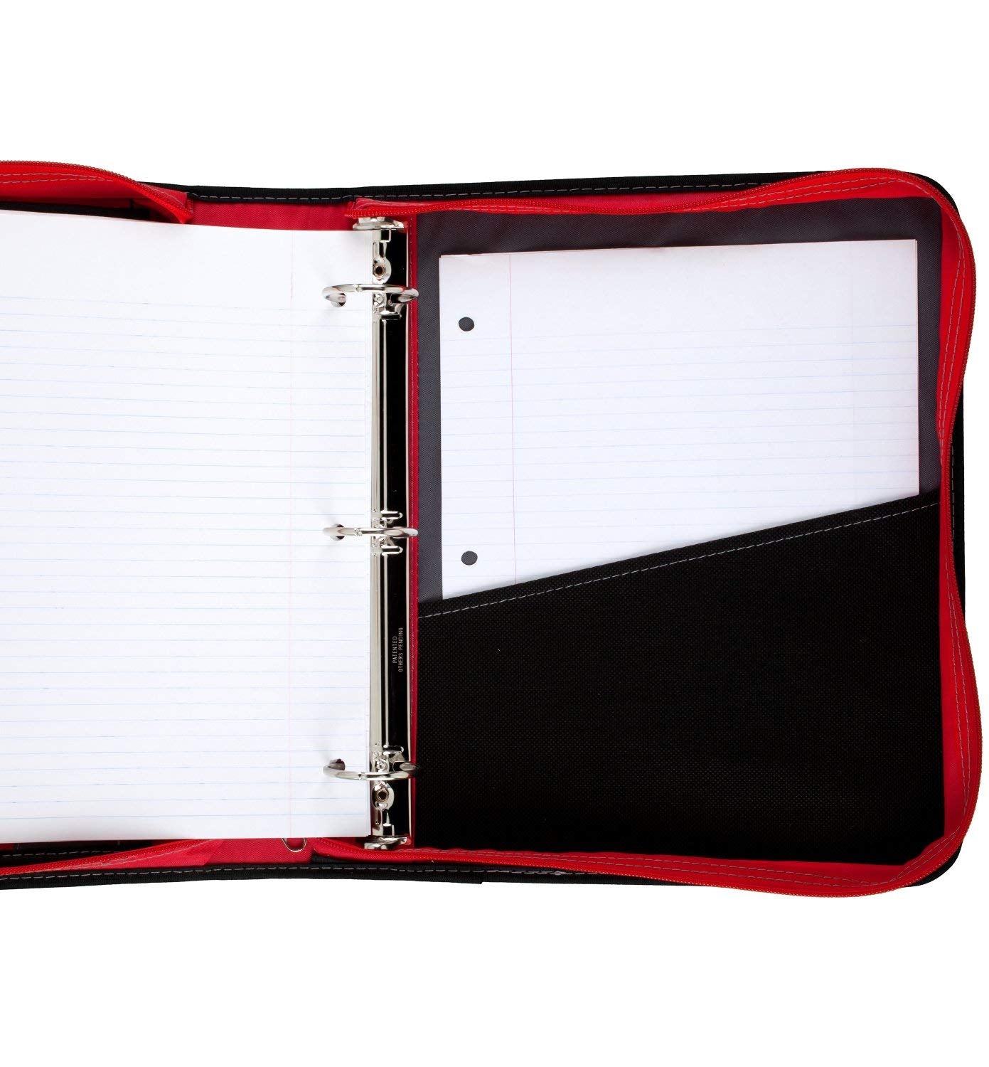Mead Zipper Binder with Expanding File, 3 Ring Binder, 1-1/2", Red (72196)
