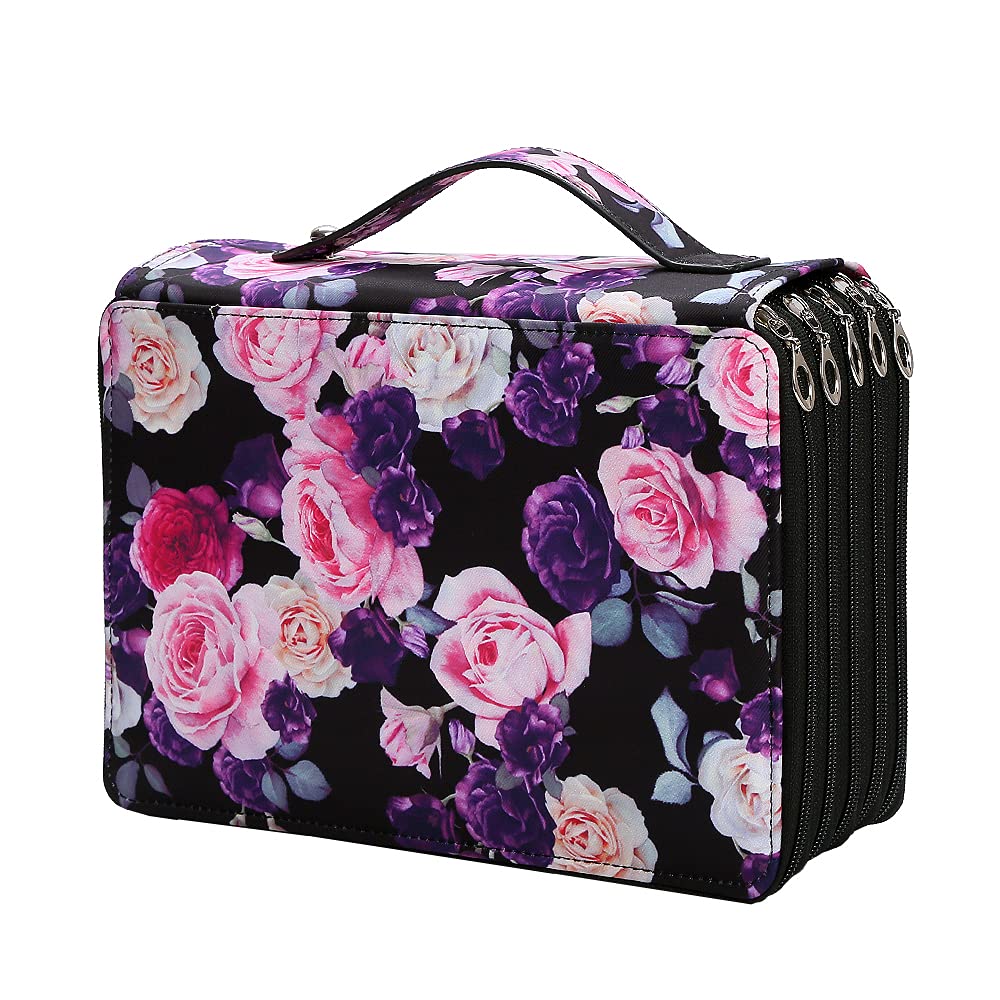 Lbxgap Rose Pencil Organizer - 252 Slot Case with Zipper for Watercolor Pens, Markers & More
