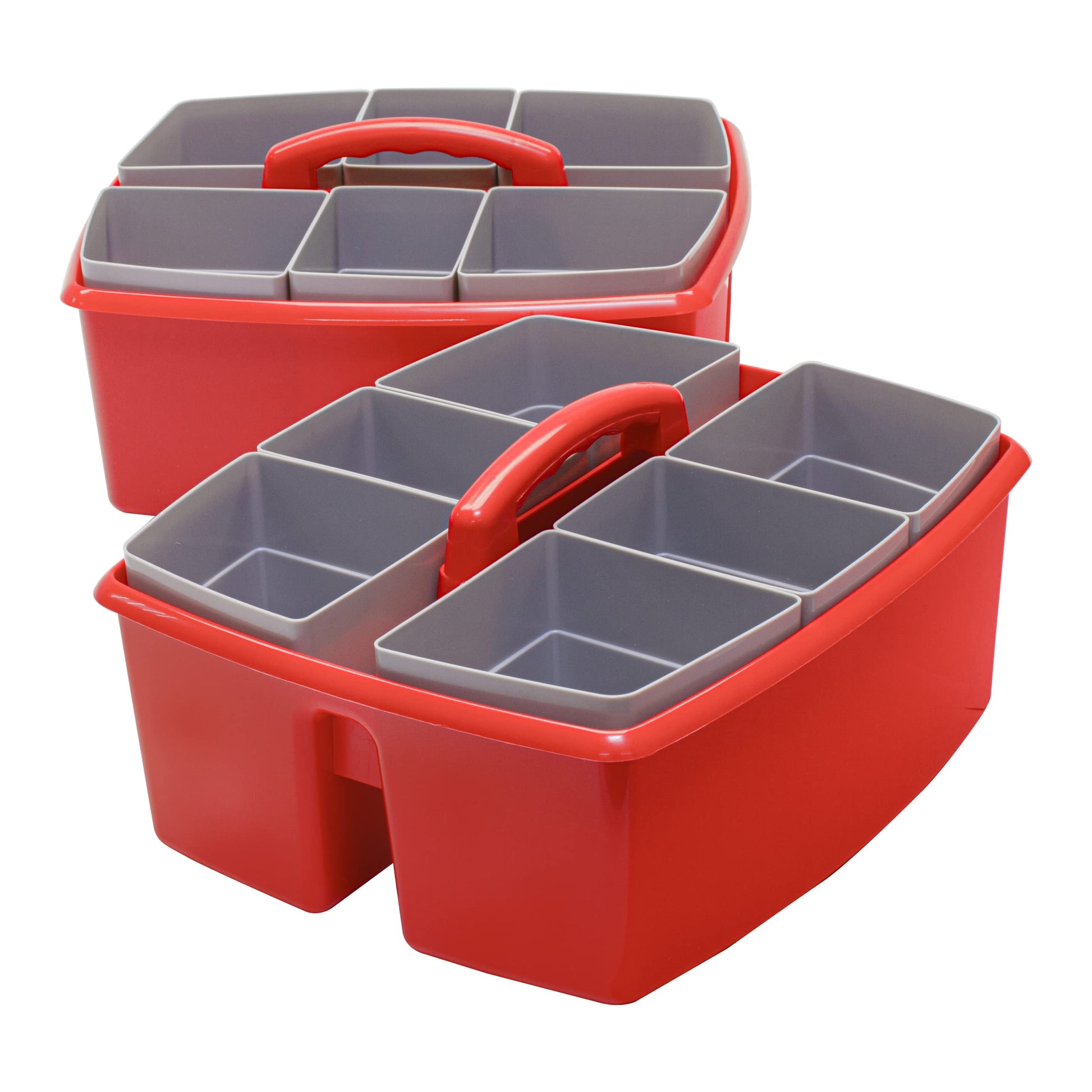 Storex Large Classroom Caddy with Cups, 13 x 11 x 6.575 Inches, Red, Case of 2 (00981U02C)
