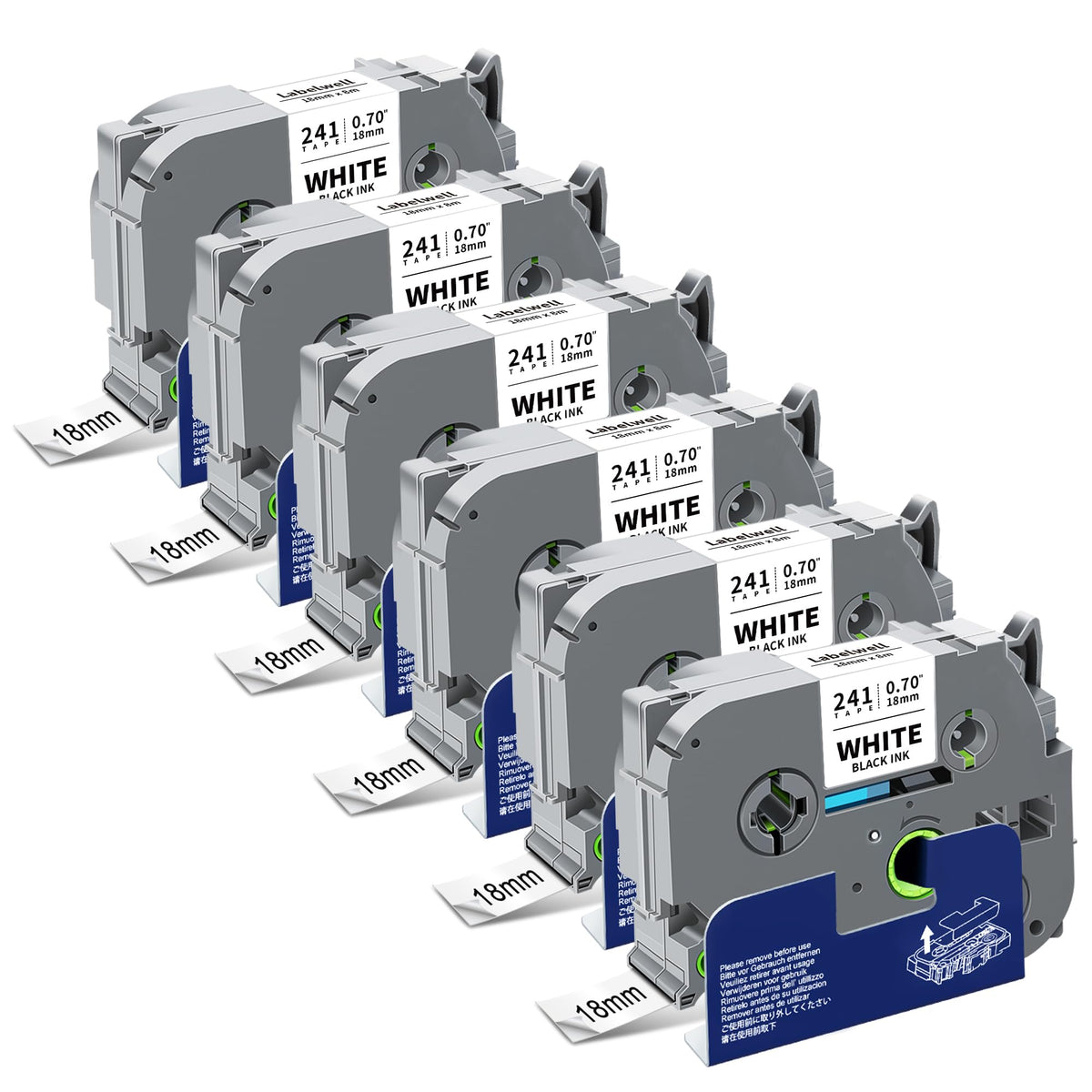 6-Pack TZe-241 TZe241 TZ-241 P Touch Label Maker Tape TZ Tape 18mm 0.7