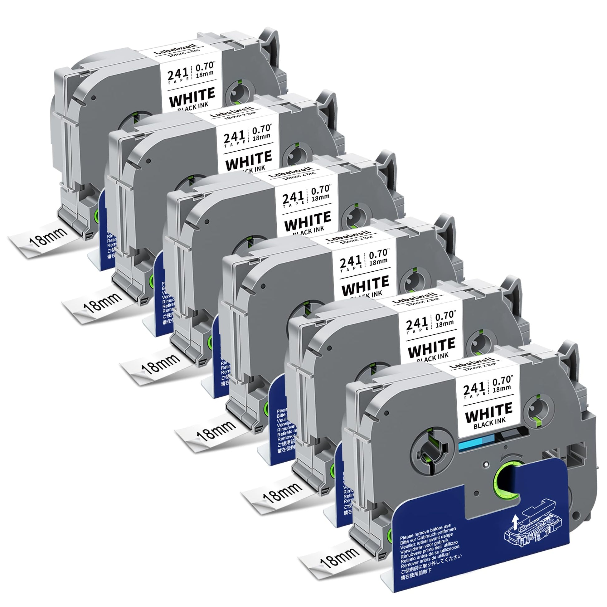 6-Pack TZe-241 TZe241 TZ-241 P Touch Label Maker Tape TZ Tape 18mm 0.7