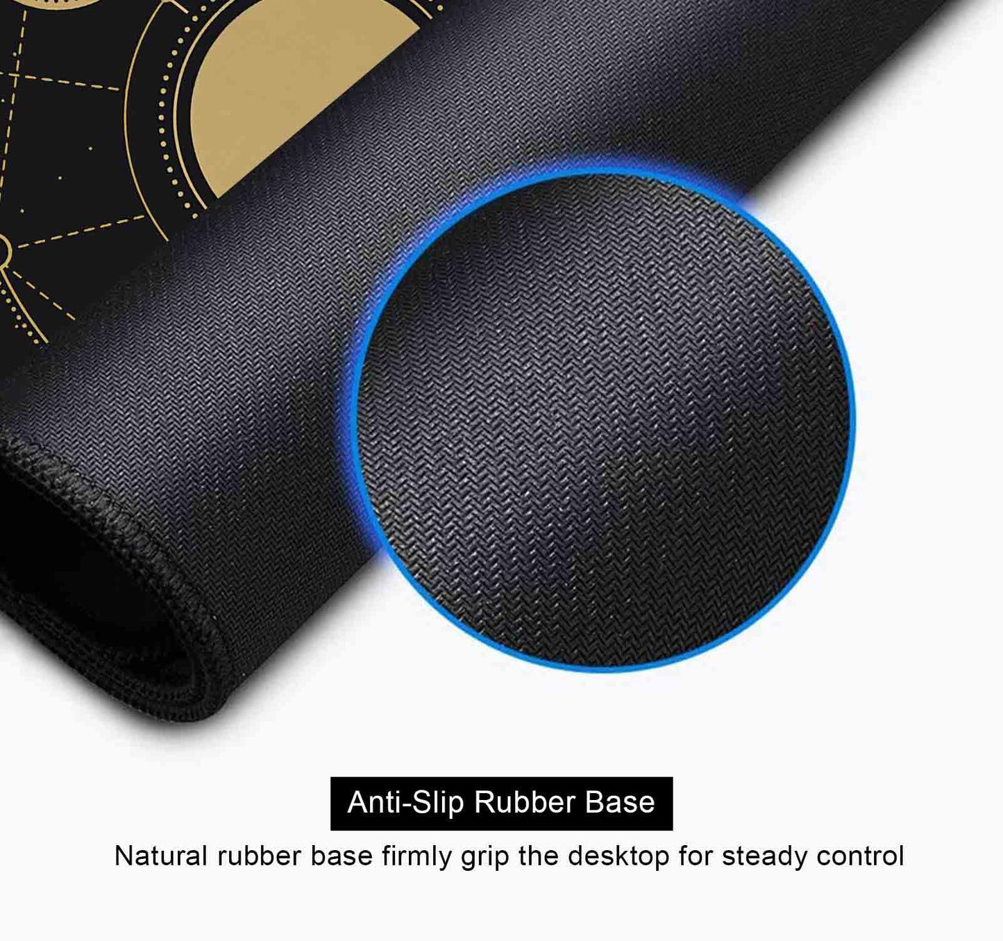 SXCKANG Moon Phases Large Gaming Mouse Pad, Celestial Cycle Lunar Chart Black and Gold Desk Pad