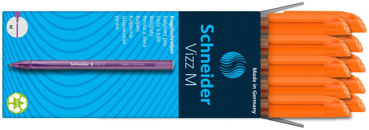 Schneider Vizz 102211 Ballpoint Pen for Easy and Fast Writing - Colour Ink Barrel - Medium Line