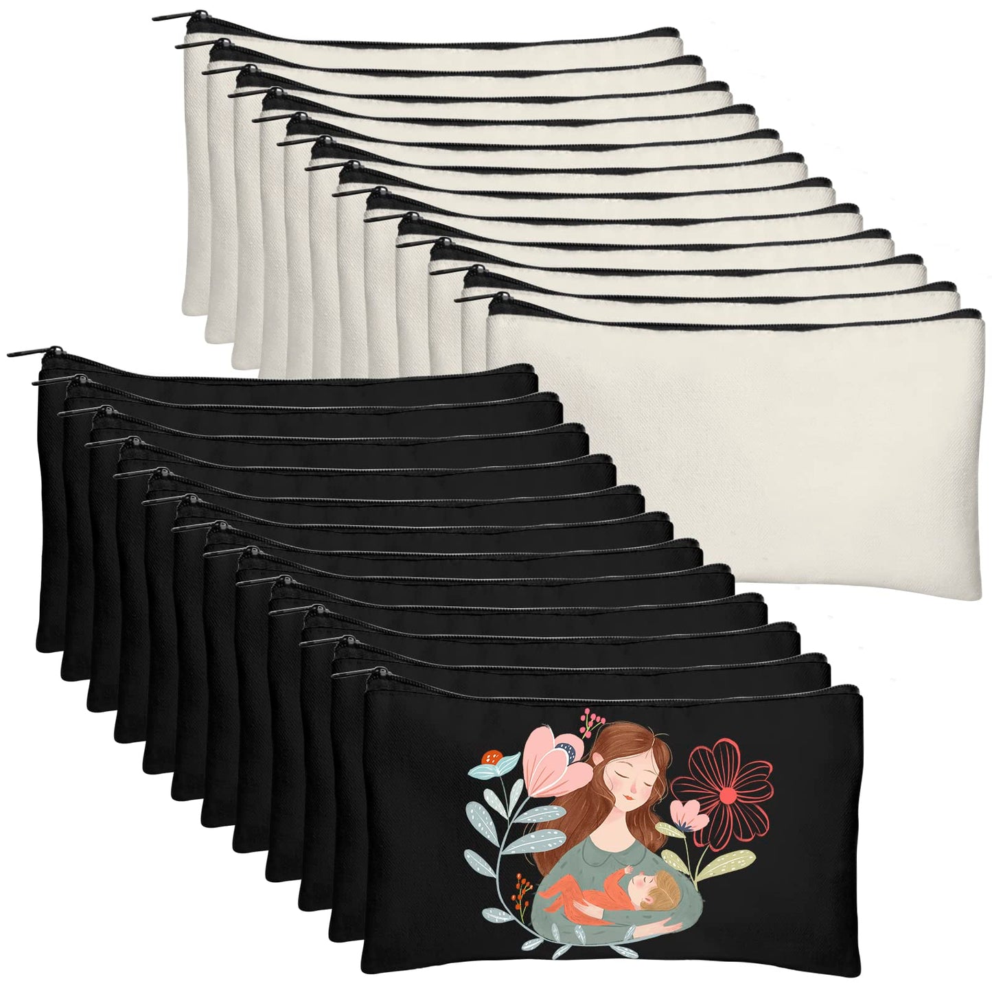 Legigo 10 Pack Blank Canvas Bags Zipper Pouch Makeup Bags Pencil Pouch Bulk