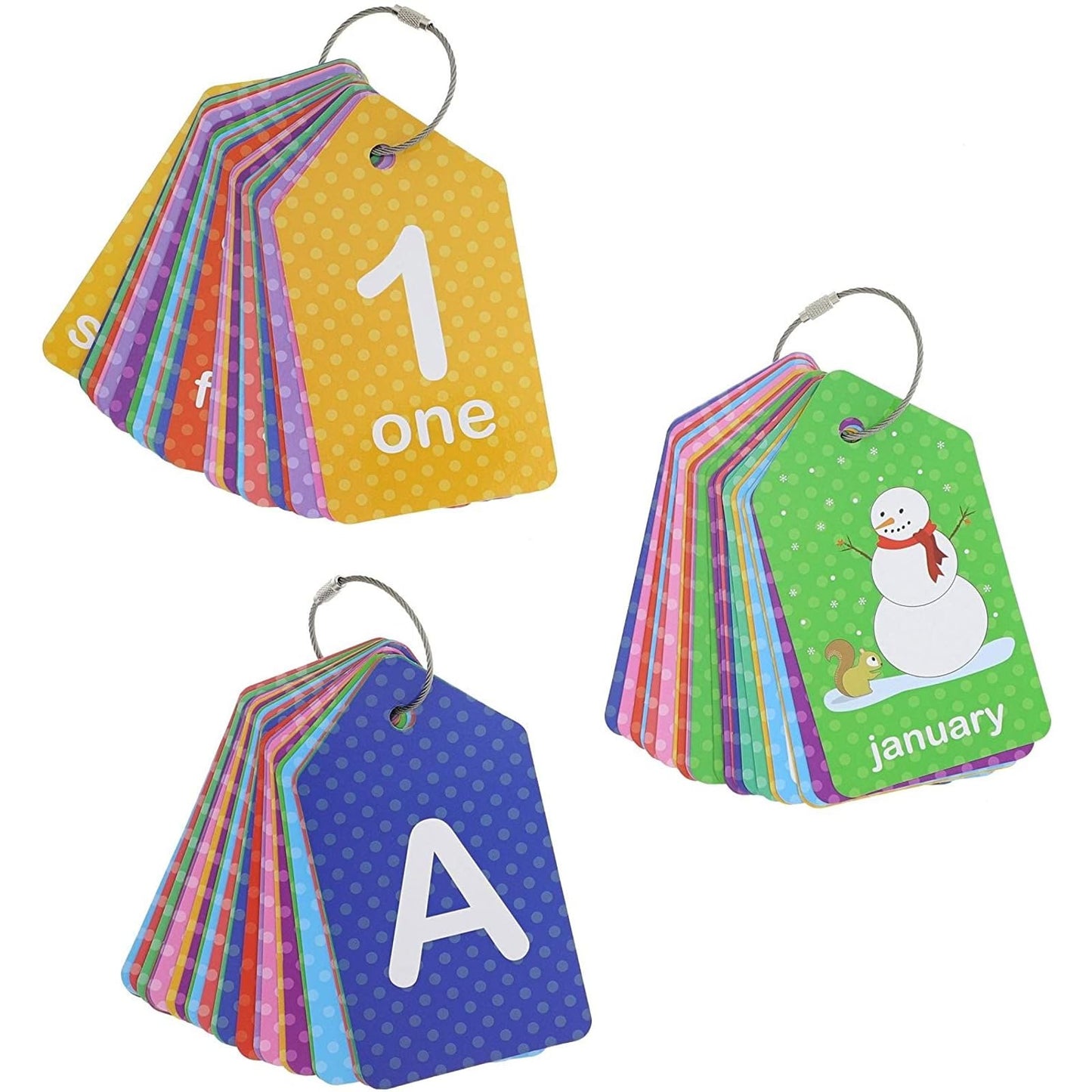 Laminated Number Flash Cards - Ring-Bound Alphabet & Number Set - Portable Toddler Flash Cards