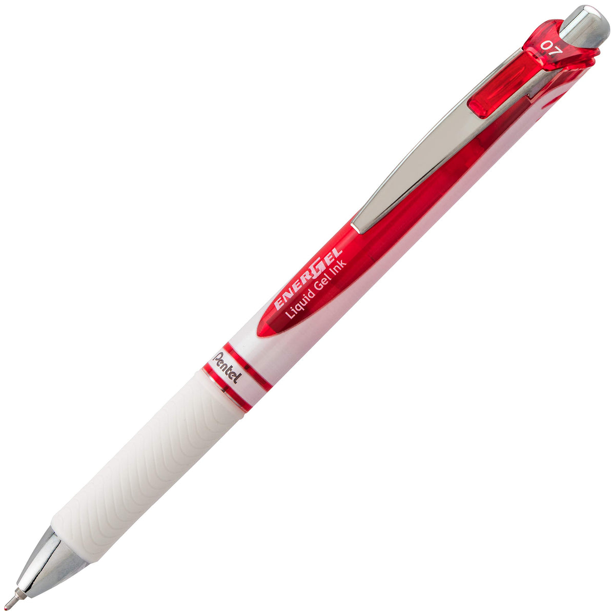 Pentel Gel Ink Pen, Pearl Retractable Gel Pen, (0.7mm) Medium Point, Needle Tip, Red Ink, 12 pack