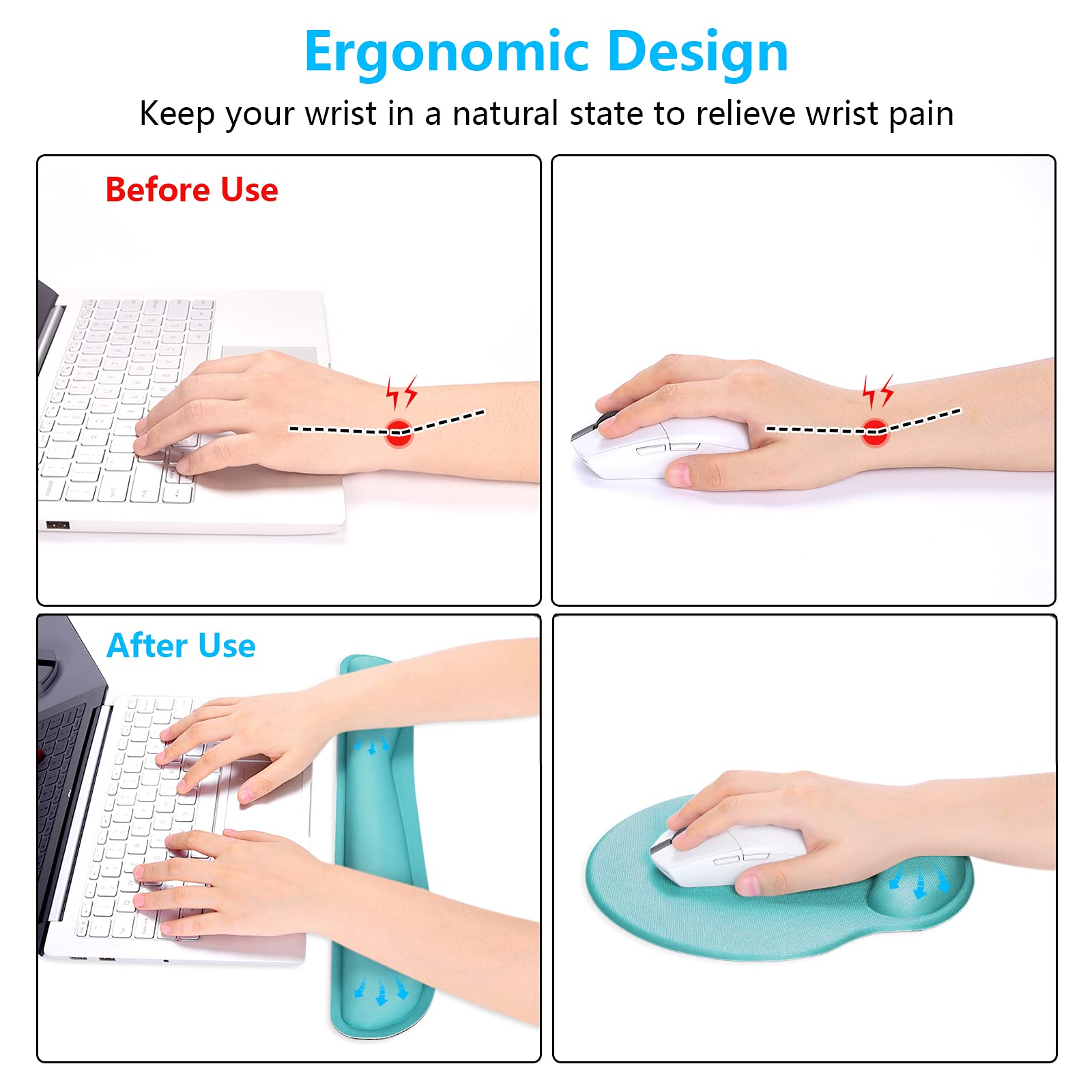 Dapesuom Keyboard Wrist Rest and Mouse Pad with Wrist Support, Cute Memory Foam Cushion for