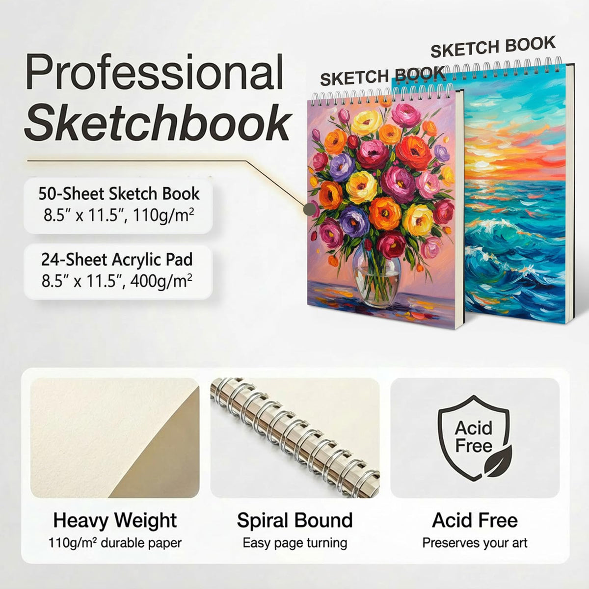 175-Pack Deluxe Wooden Art Set Drawing Painting Kit with 2 Drawing Pads, Acrylic Paints, Colored