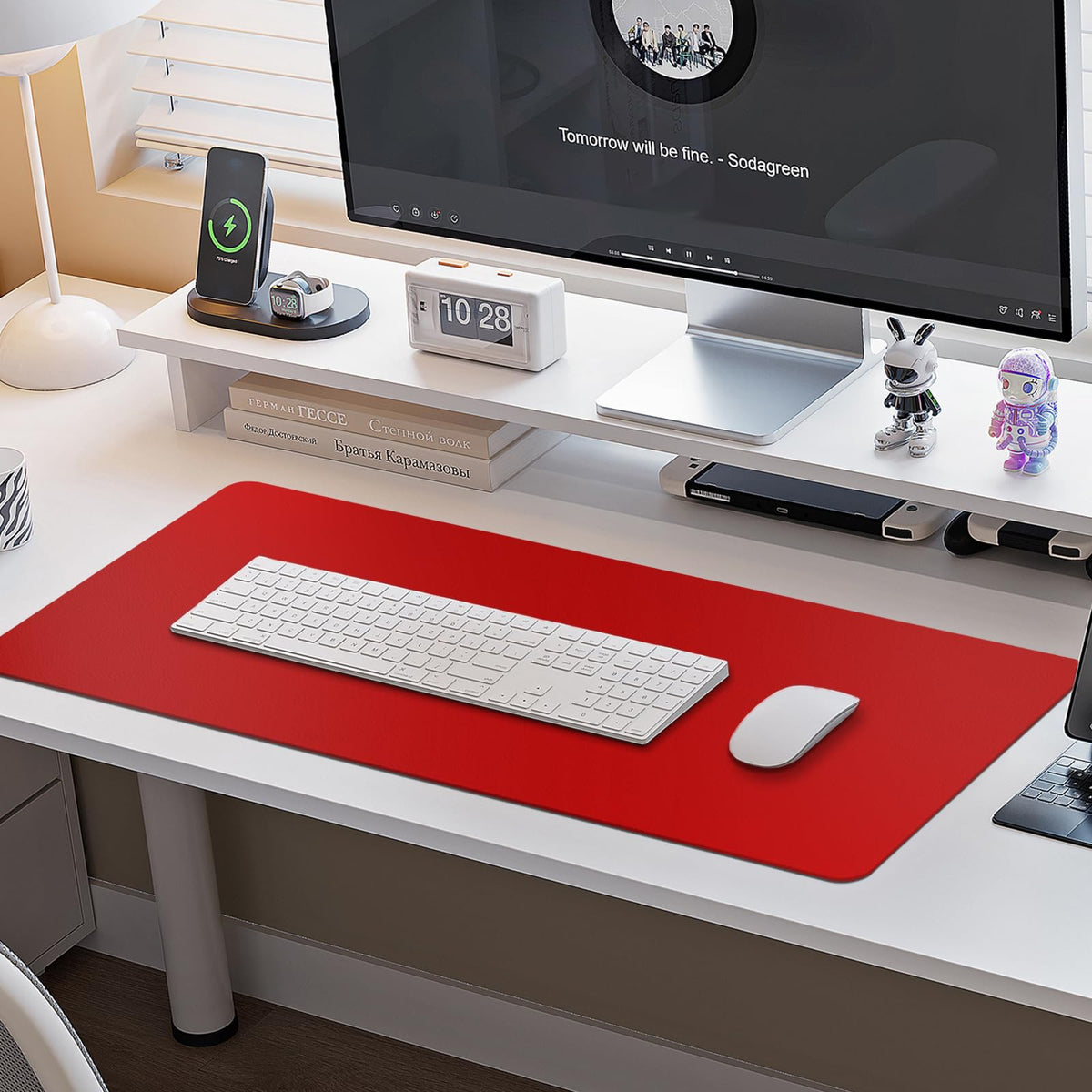 Boutilon Leather Desk Pad Protector,Non-Slip Mouse Pad,Laptop Desk Pad,Office Mouse Mat,Waterproof