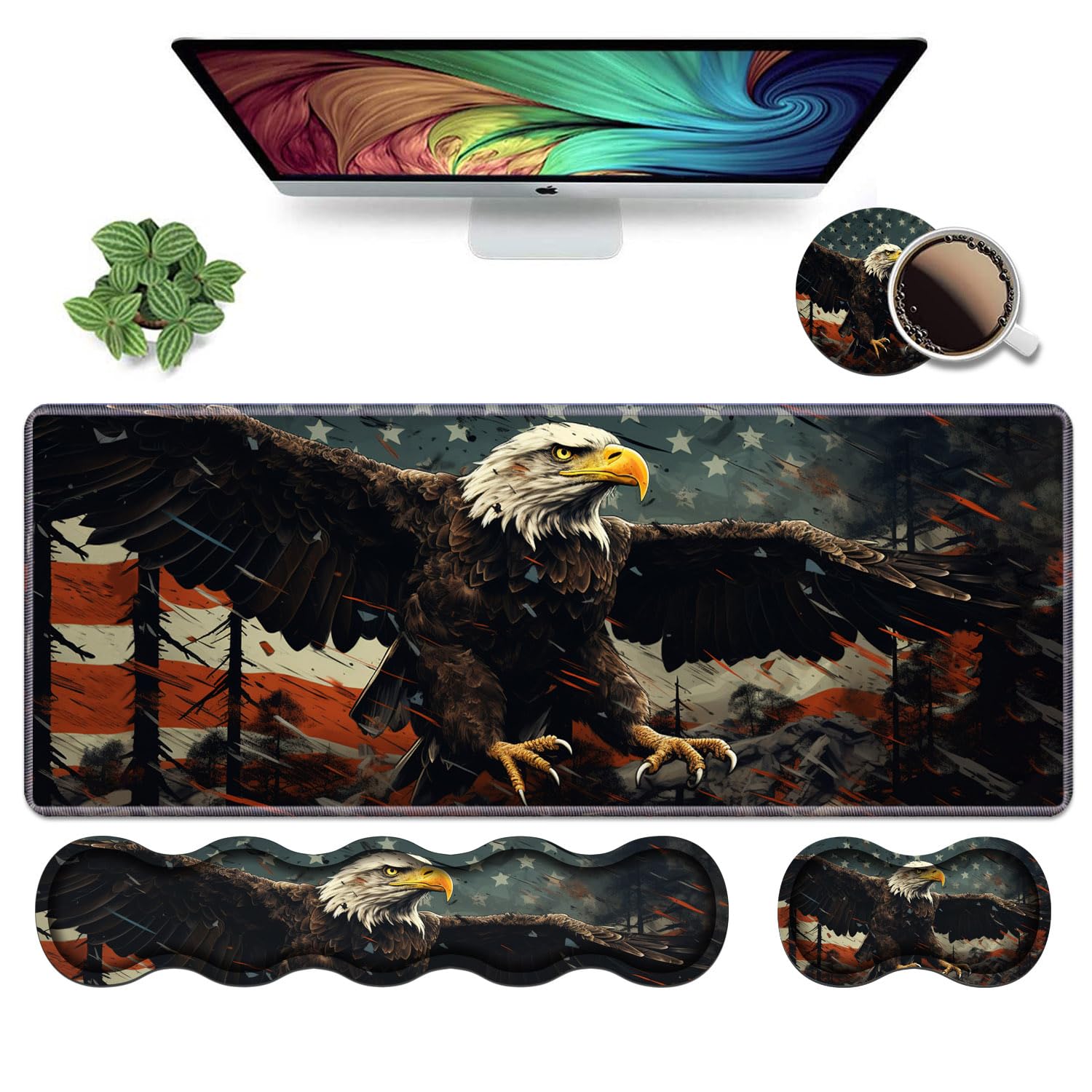 Ergonomic Keyboard Wrist Rest & Mouse Pad Wrist Rest Set,Large XXL Gaming Desk Mat 31.5"x
