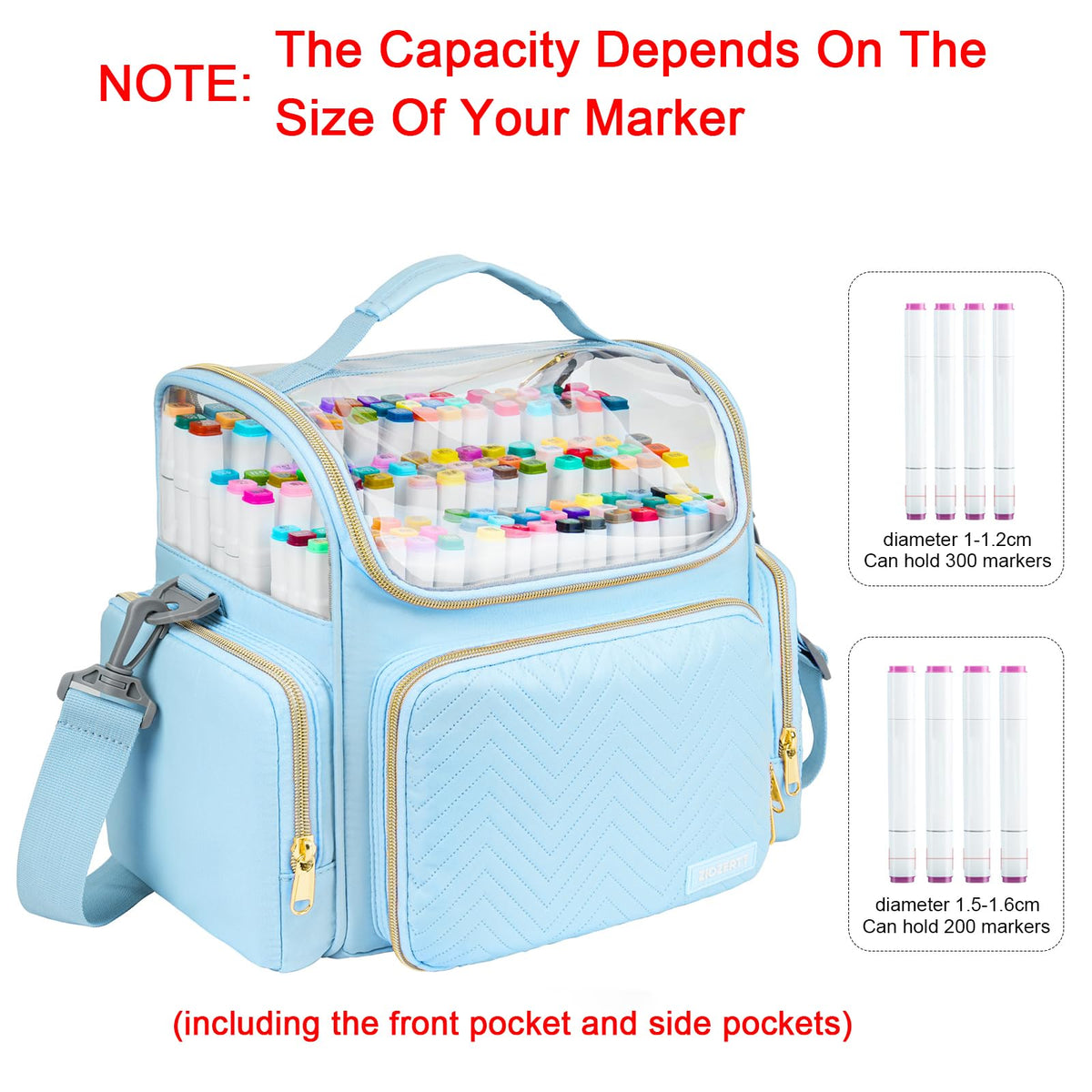 ZIOZERTT Marker Organizer Case for 200+ Markers,Travel Marker Storage Bag with Dividers,Marker