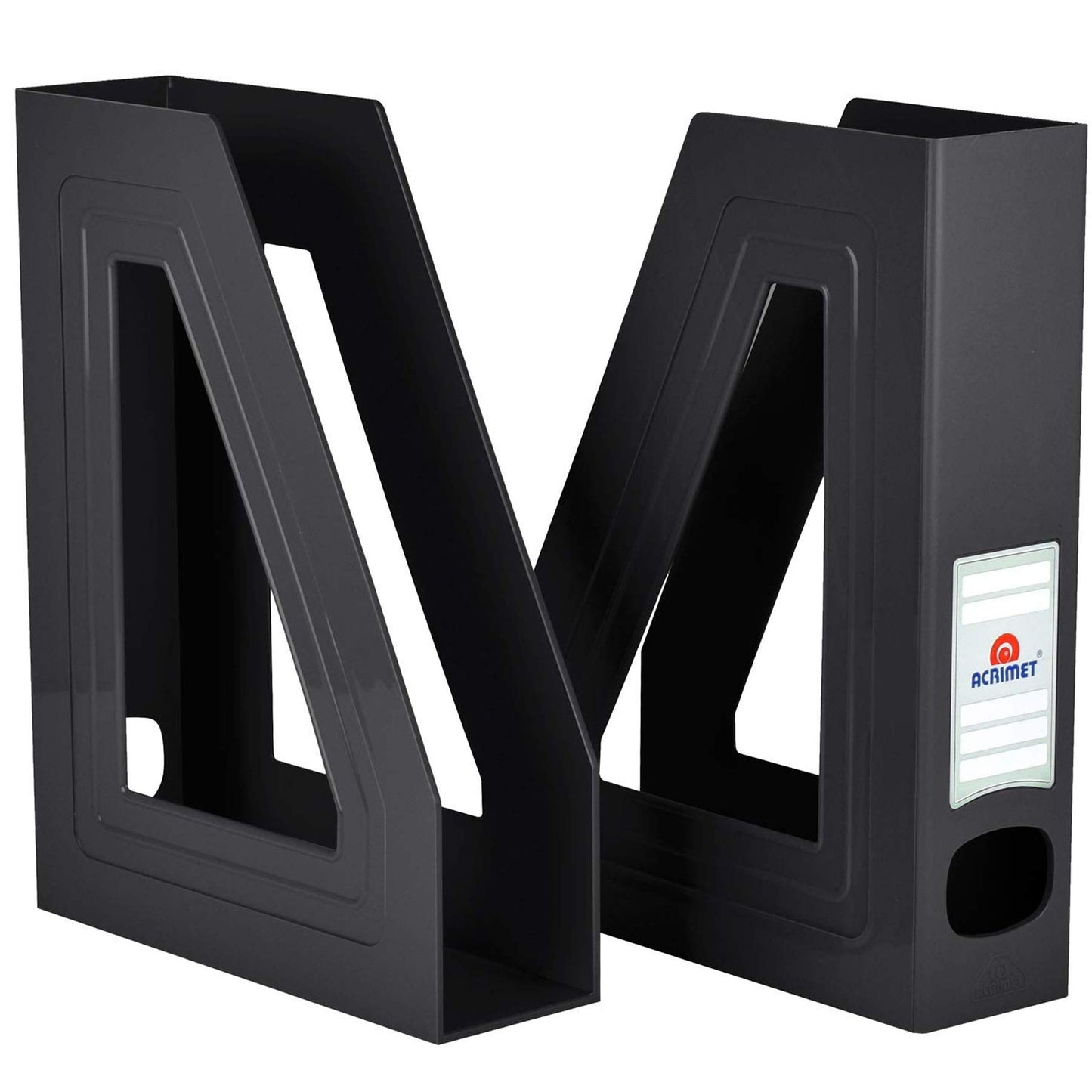 Acrimet Magazine File Holder, Vertical Desk Organizer, Black, 2 Pack