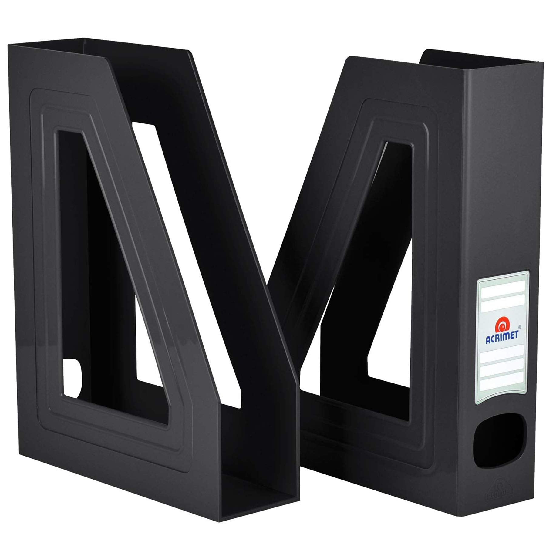 Acrimet Magazine File Holder, Vertical Desk Organizer, Black, 2 Pack