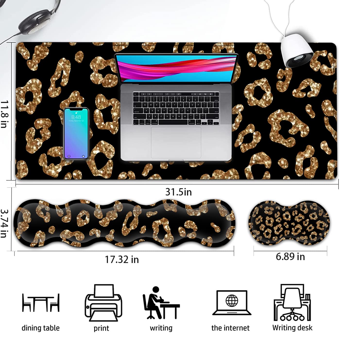 Gaming Mouse Pad and Keyboard Wrist Rest, Large Extended Mouse Pad 31.5X 11.8,Ergonomic Memory Foam