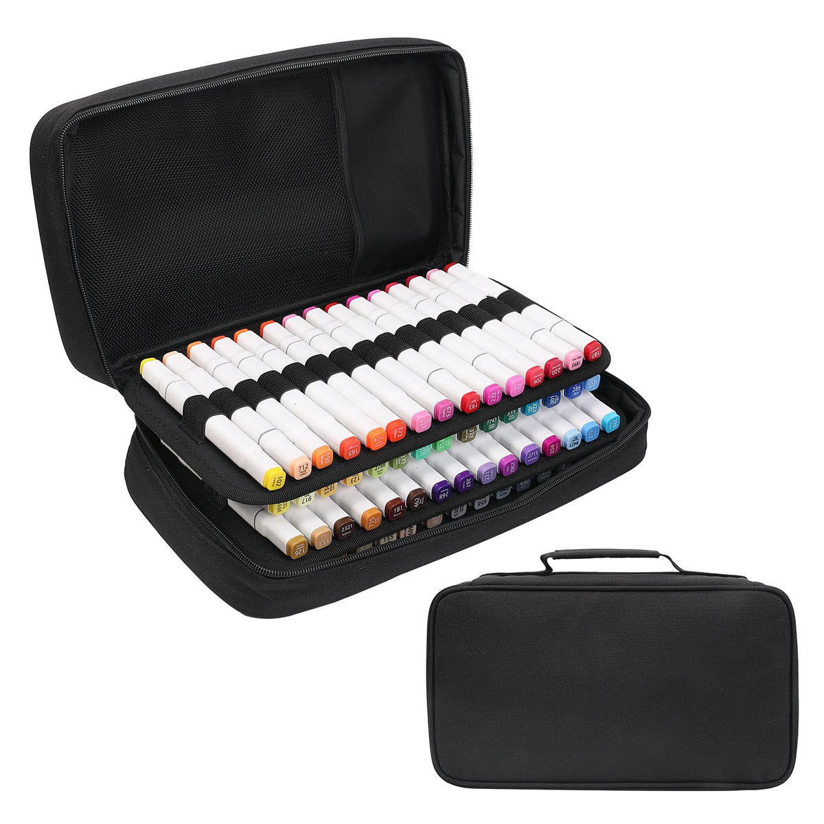 BOMKEE 60 Slots Marker Organizer Case, Large Marker Case for 60 Markers Big Capacity Marker Storage