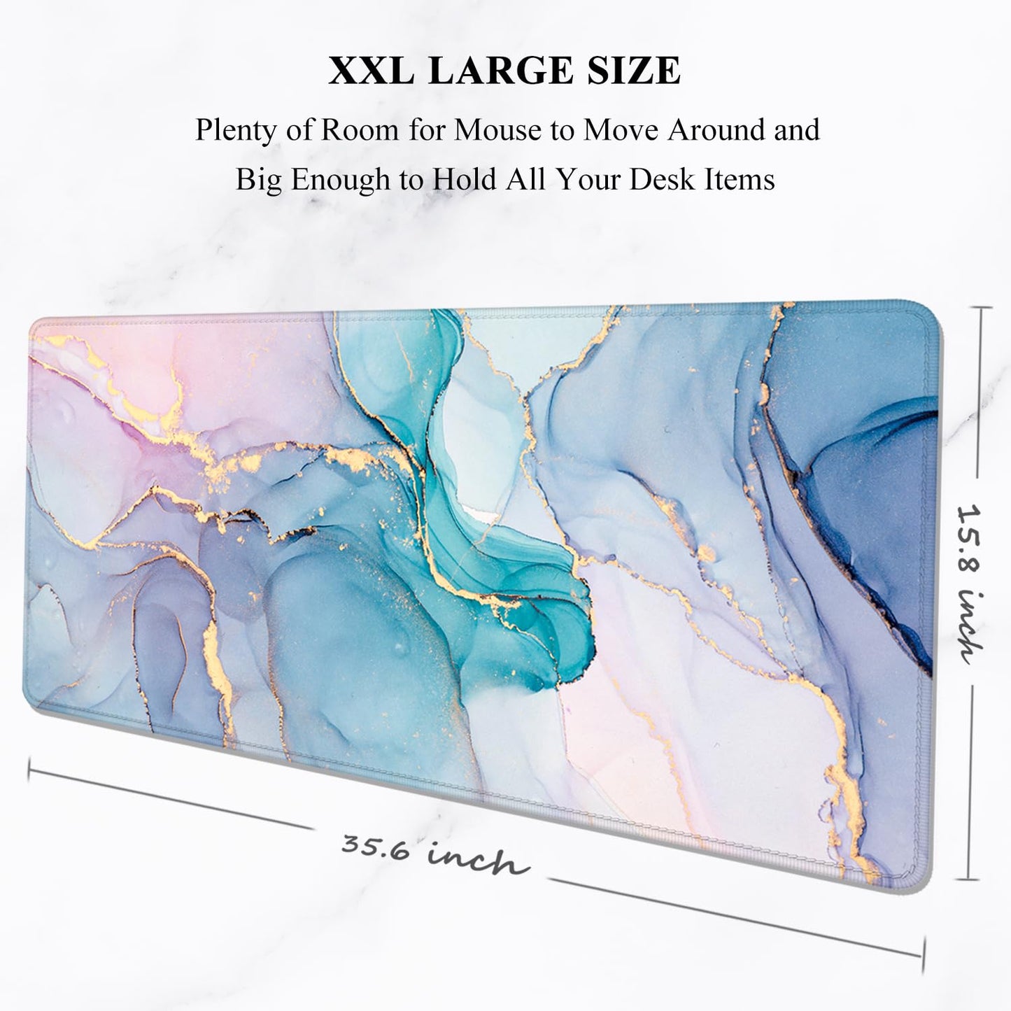 Auhoahsil Large Gaming Mouse Pad, XXL 35.4 x 15.7 in Desk Mat, Teal Pink