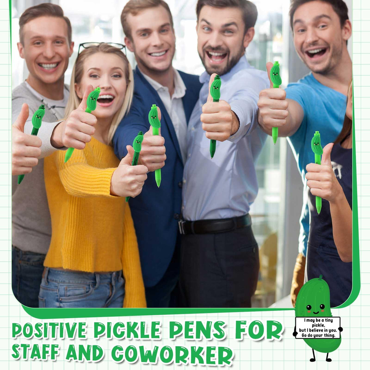MotiMind 40 Sets Pickle Pen for Coworkers Bulk Back to School Gifts Funny Emotional Bulk Pickle