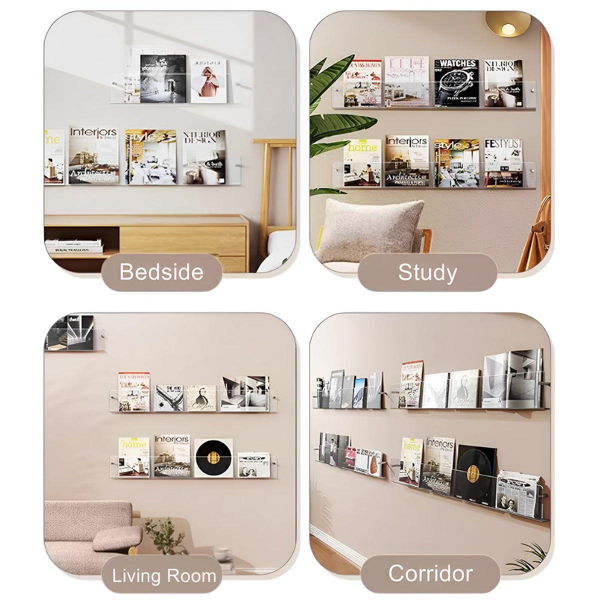 ROYALITA 2-Pack Acrylic Magazine Holder Display Records Holder, 24 Inch