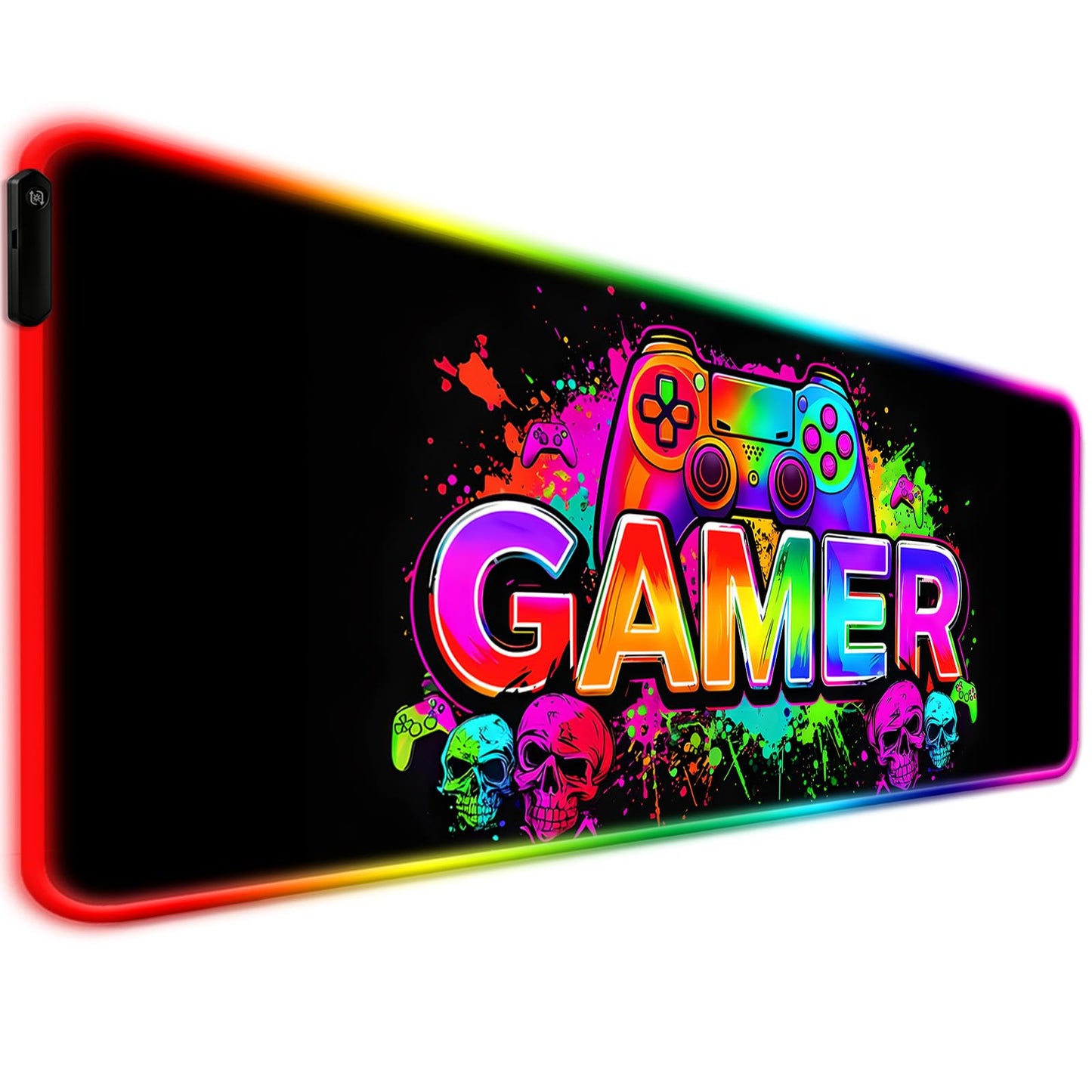 JIANG100 RGB Black Gaming Desk Mat, XL Mouse Pad for Gamer