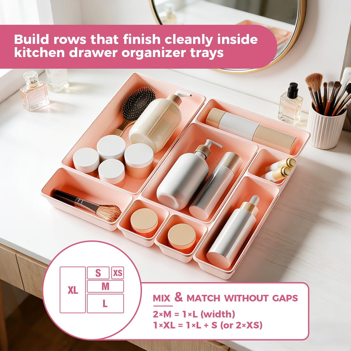 inihpocv [ 48PCS & 5 Sizes ] Tool Box Organizer Tray, Toolbox Drawer Organizer with Non-Slip Pads