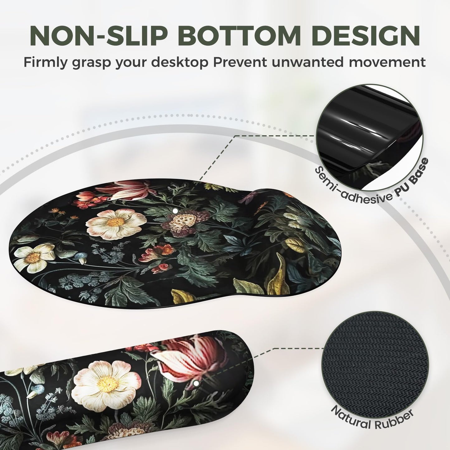 iCasso Desk Cover Mat, 4in1 Floral Large Mouse Pad with Wrist Rest