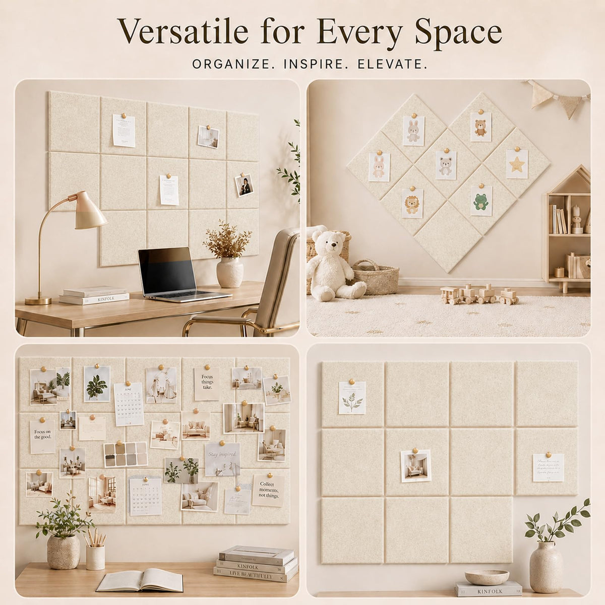 Baysola Felt Bulletin Board Tiles, Large Cork Board Alternative,24 x 36 in