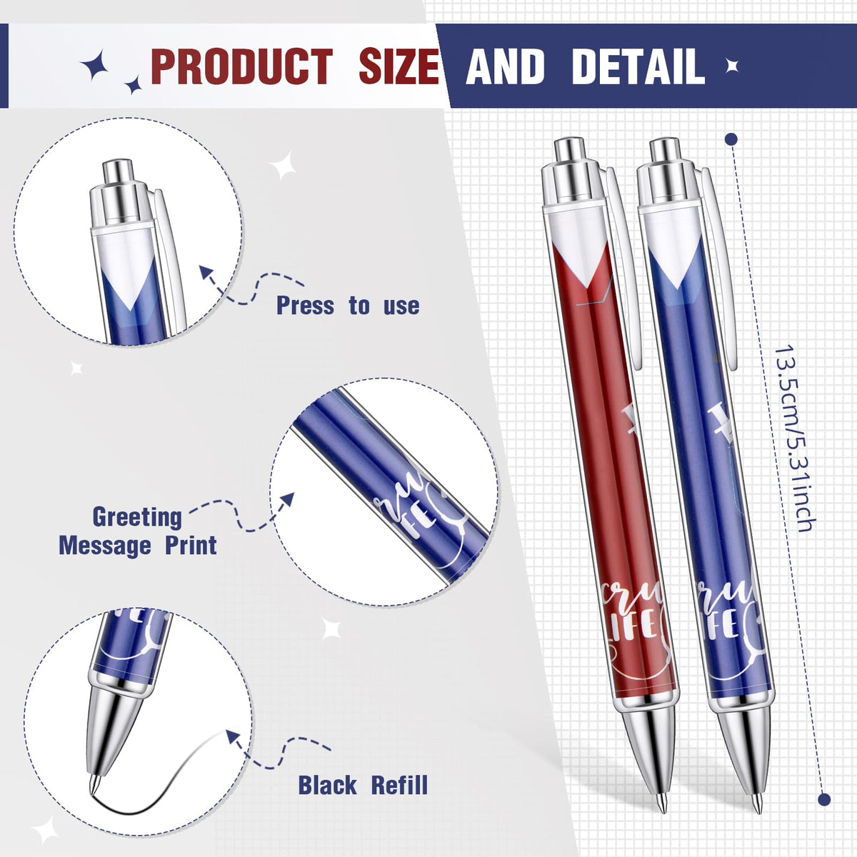 Jetec 50 Pcs Nurse Week Pens Ballpoint Bulk Cna Gift Appreciation Ink Funny Pens Set OT Month