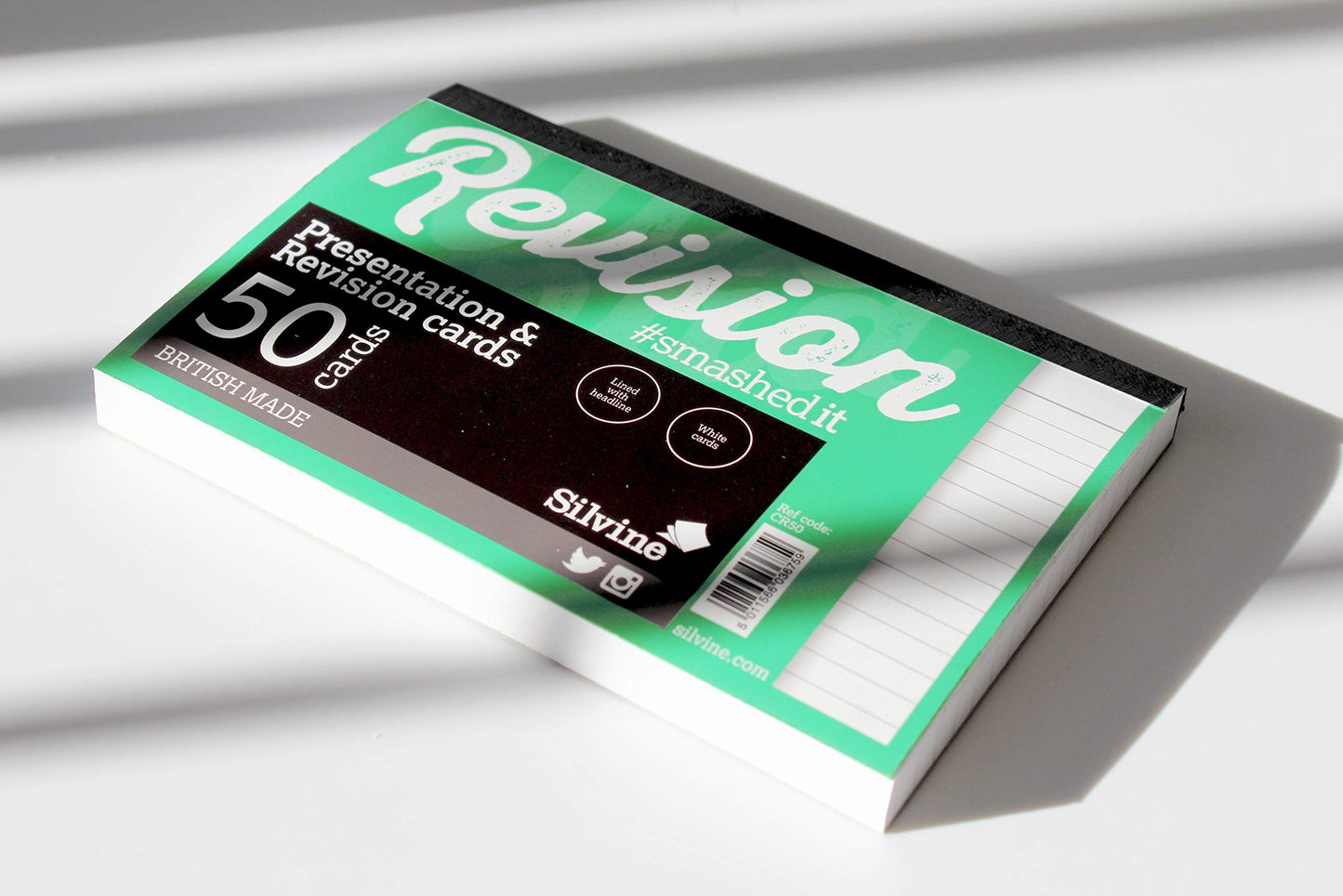 Silvine Luxpad 6x4" Gluebound Revision & Presentation Cards - White. 50 Cards Per Pad, Lined with